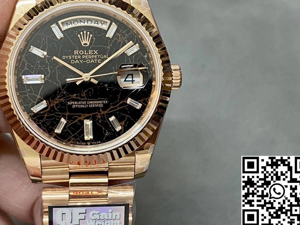 Dial Hourmarker Day Rose M228235-0045 Gold Factory v5 Date Diamond Steel Rolex Black Tungsten QF 0415